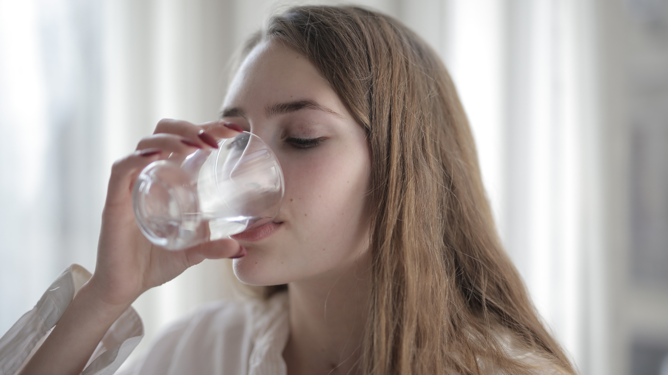 Girl drinks water