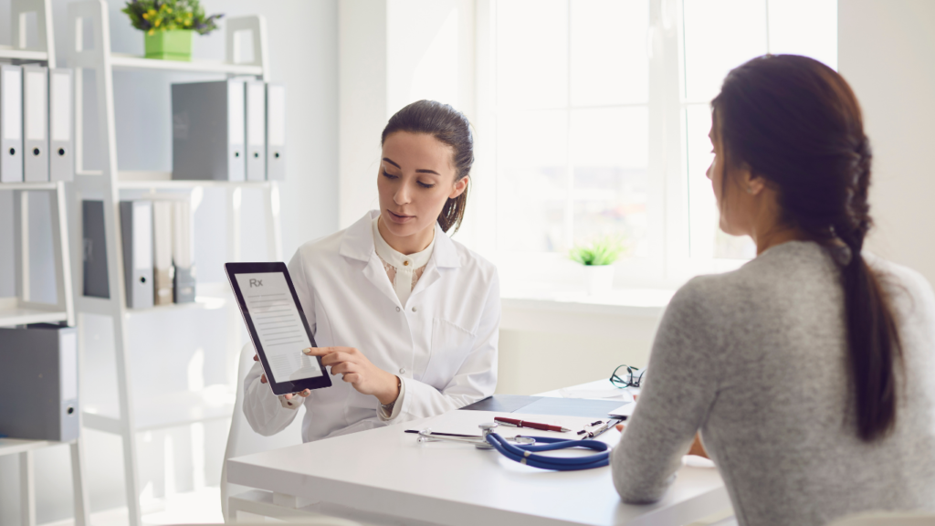 Patient with migraine at doctor